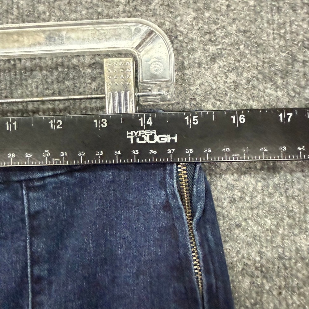 For The Republic Bell Bottom Jeans Womens 10 Blue Dark Wash Raw Hem Side Zip - Picture 8 of 12